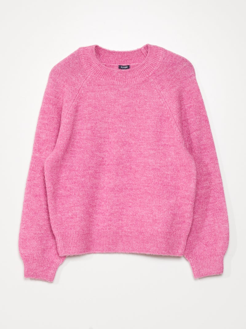 Pull en maille à col rond Rose super - Kiabi