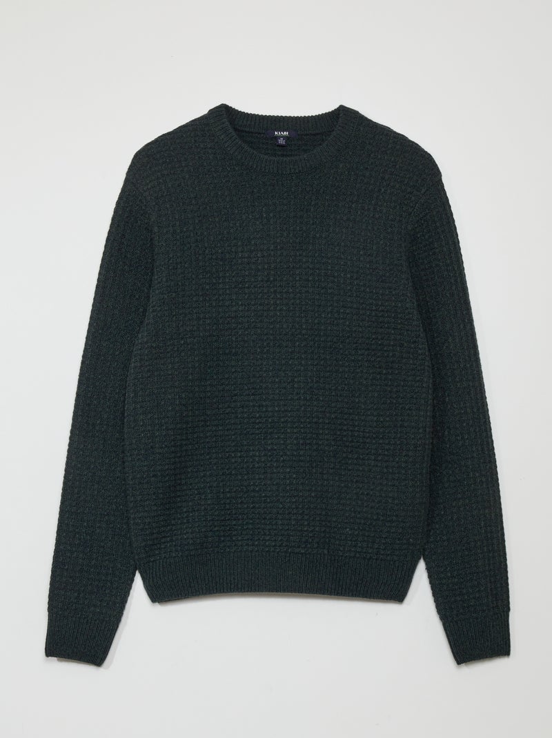 Pull en maille à col rond Vert foncé - Kiabi