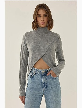 Pull en maille à col roulé asymétrique hiccup