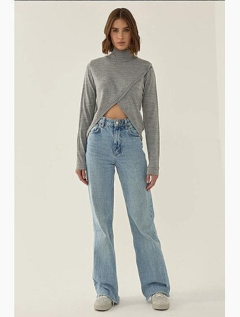 Pull en maille à col roulé asymétrique hiccup