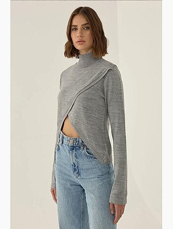 Pull en maille à col roulé asymétrique hiccup