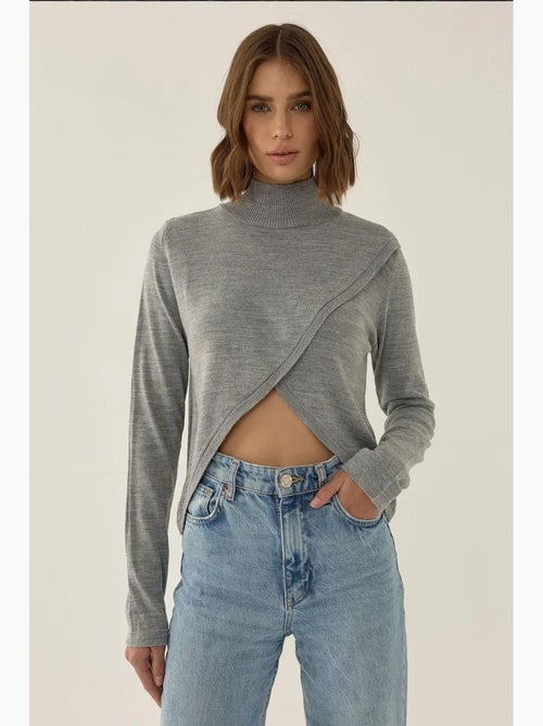 Pull en maille à col roulé asymétrique hiccup - Kiabi