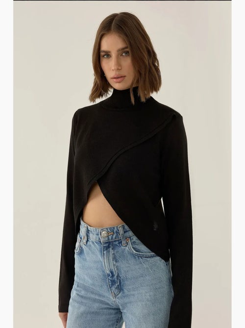 Pull en maille à col roulé asymétrique hiccup - Kiabi