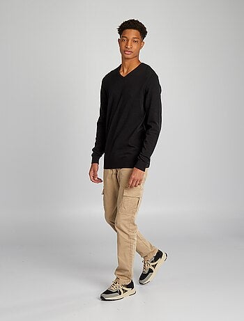 Pull en maille à col V + d'1m90