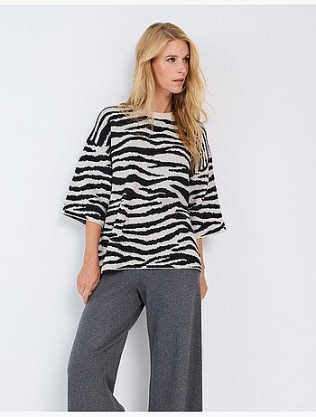 Pull en maille à imprimé animalier, mo fashion