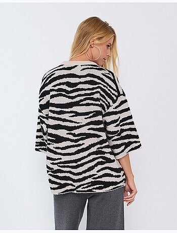 Pull en maille à imprimé animalier, mo fashion