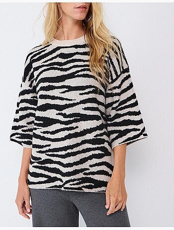 Pull en maille à imprimé animalier, mo fashion