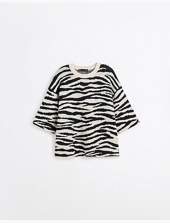 Pull en maille à imprimé animalier, mo fashion
