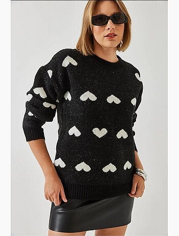 Pull en maille à motif cœur lucci