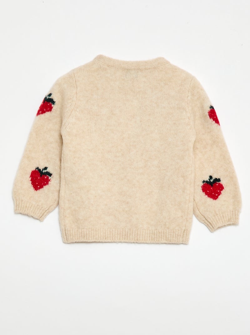 Pull en maille à motif fantaisie Beige - Kiabi