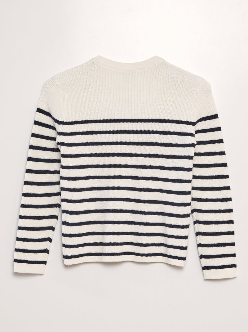 Pull en maille à rayures Blanc/bleu marine - Kiabi