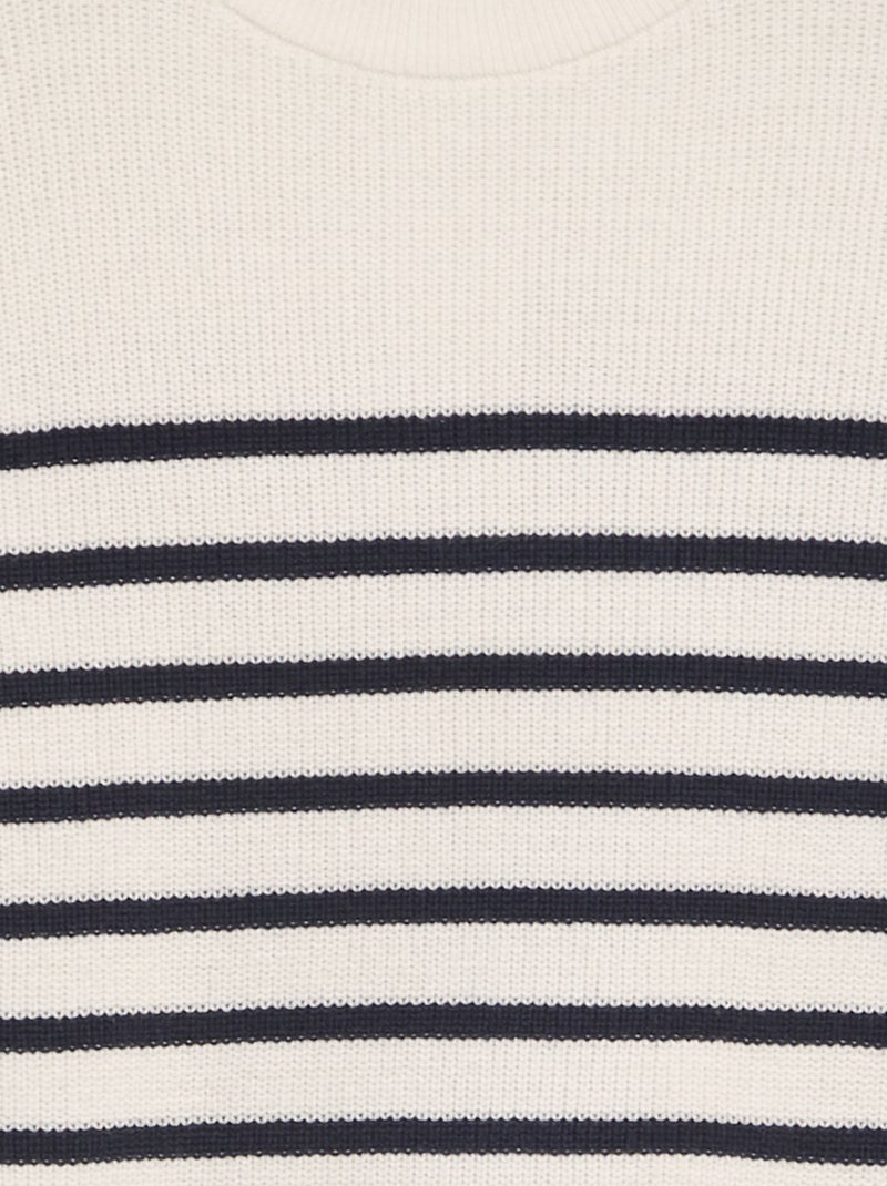 Pull en maille à rayures Blanc/bleu marine - Kiabi
