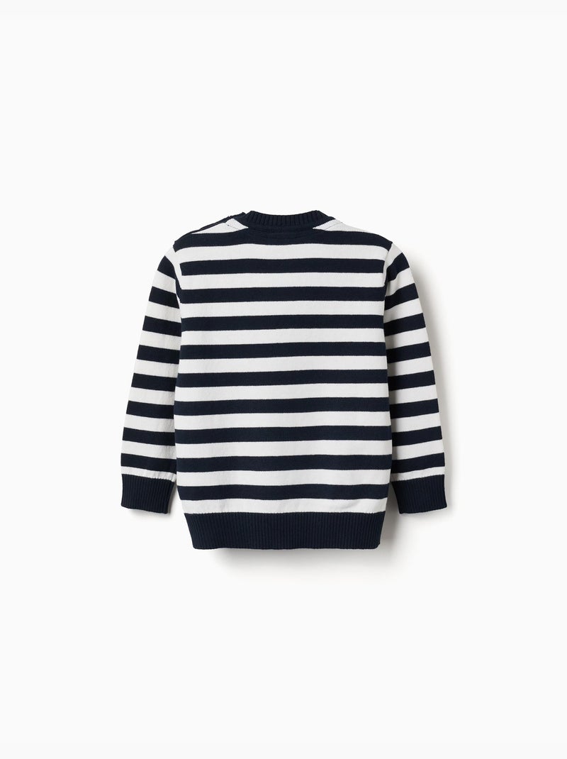 Pull en maille à rayures Bleu foncé - Kiabi