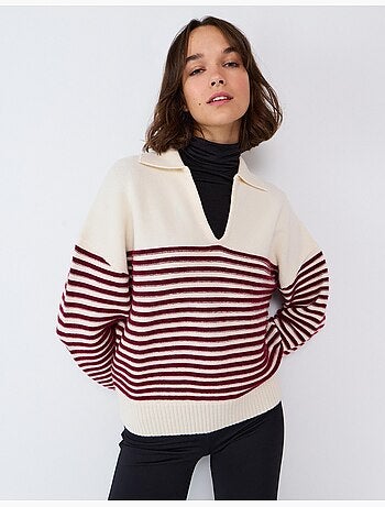 Pull en maille à rayures, mo fashion