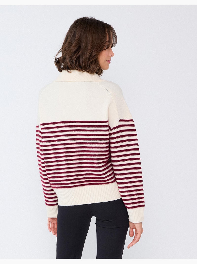 Pull en maille à rayures, mo fashion Marron - Kiabi