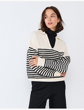 Pull en maille à rayures, mo fashion