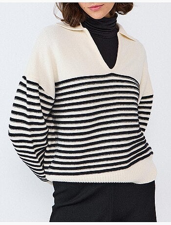 Pull en maille à rayures, mo fashion