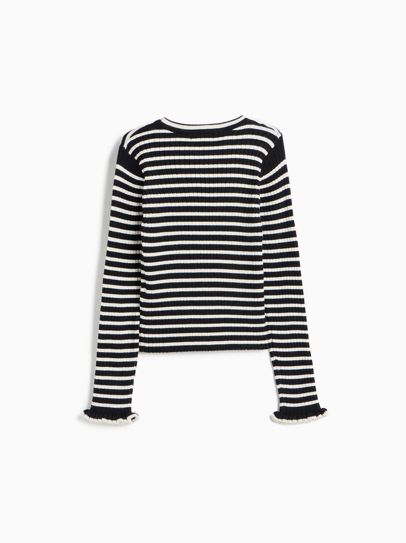 Pull en maille à rayures, mo fashion Noir - Kiabi