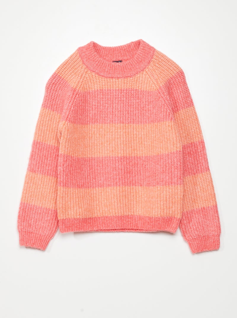 Pull en maille à 'rayures' Rose - Kiabi