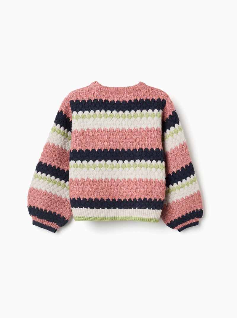 Pull en maille à rayures Rose - Kiabi