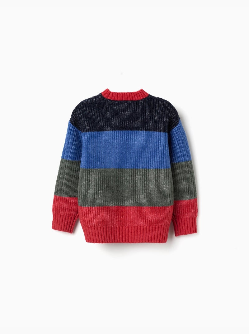 Pull en maille à rayures Rouge - Kiabi