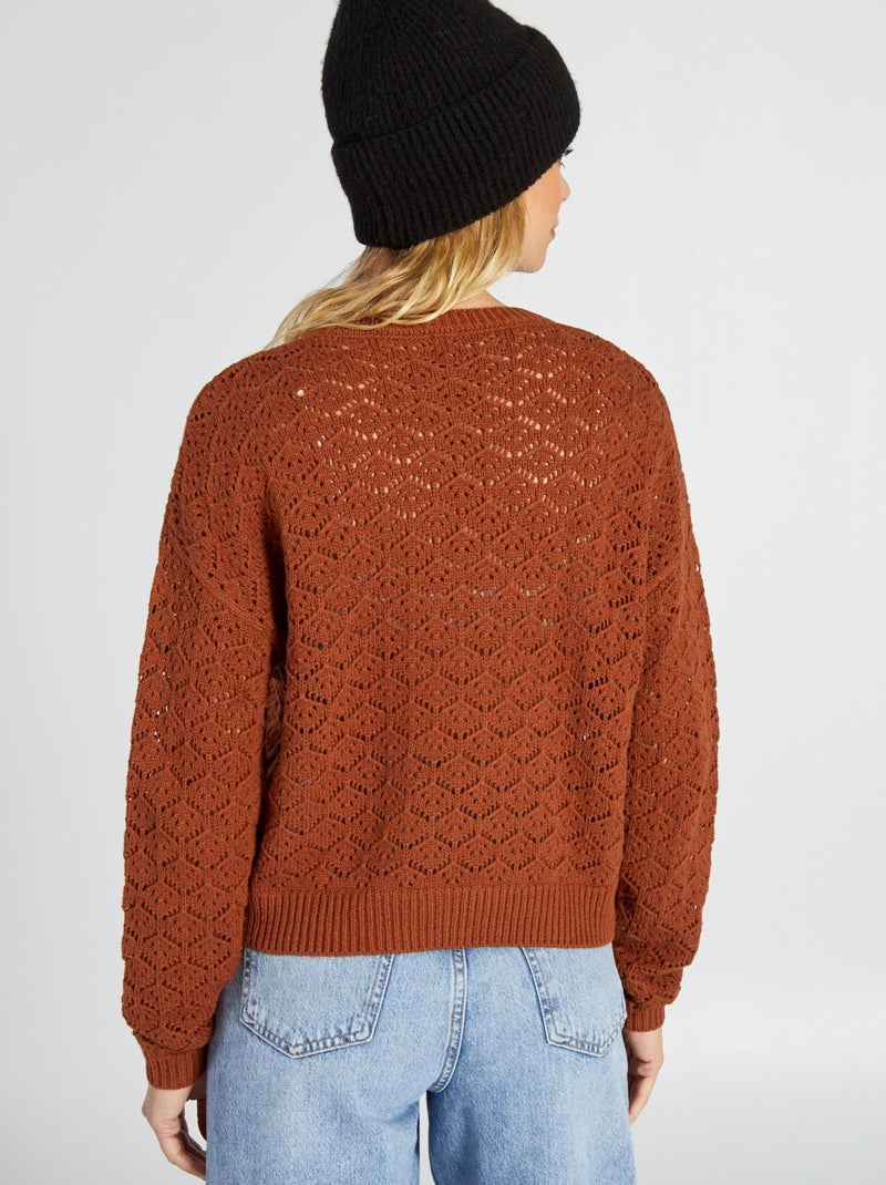 Pull Monoprix Maille Ajourée Moutarde - Taille S/36 - Neuf Sans étiquettes - Coton Léger