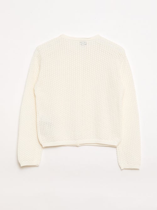 Pull en maille ajourée à col rond - Kiabi