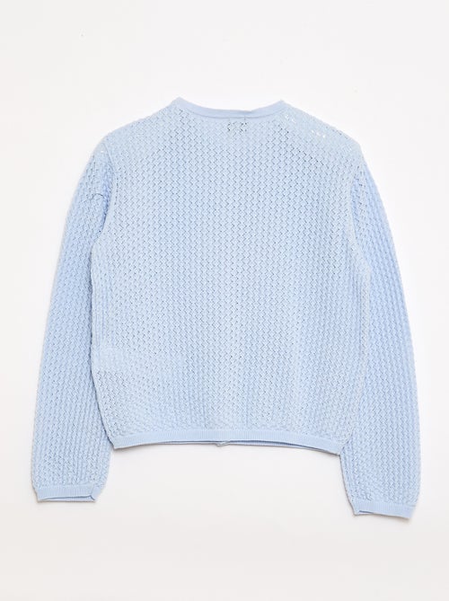 Pull en maille ajourée à col rond - Kiabi