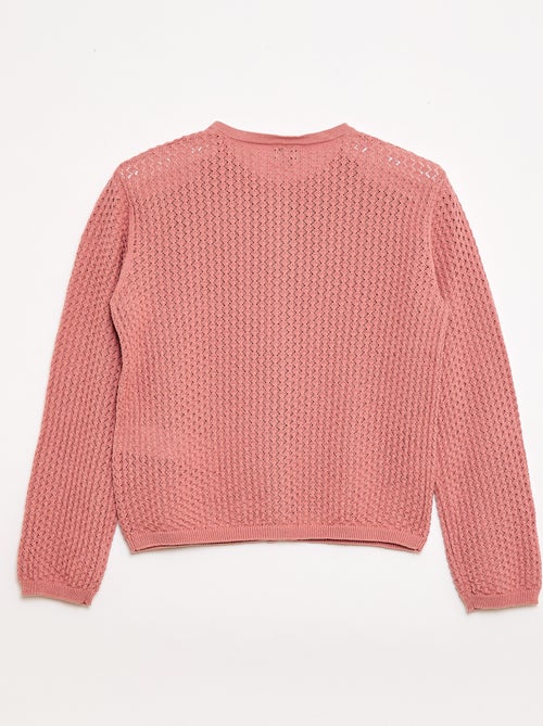 Pull en maille ajourée à col rond - Kiabi