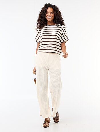 Pull en maille ajourée à manches courtes