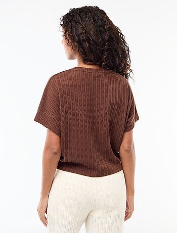 Pull en maille ajourée à manches courtes