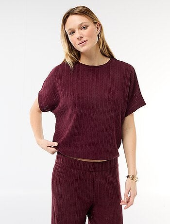 Pull en maille ajourée à manches courtes