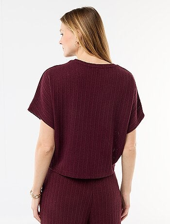 Pull en maille ajourée à manches courtes