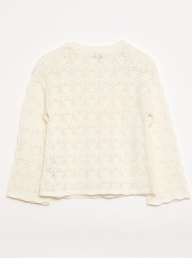 Pull en maille ajourée Blanc - Kiabi