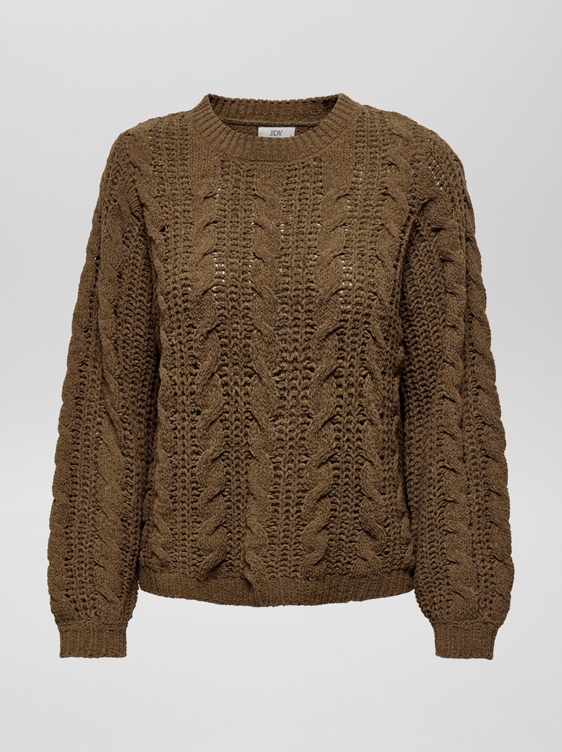 Pull en maille ajourée Kaki - Kiabi