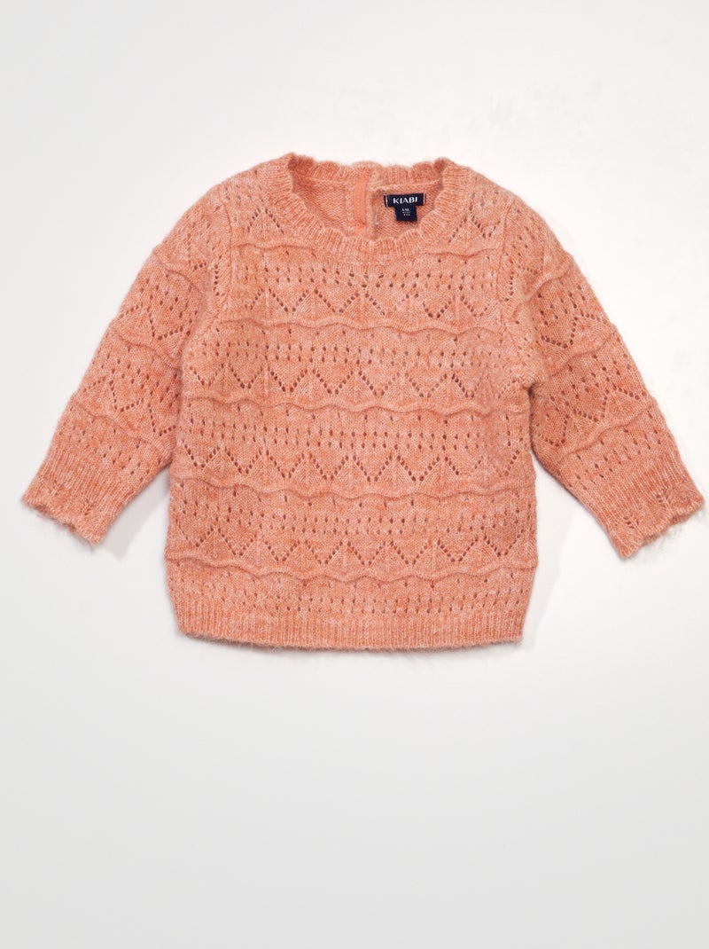 Pull en maille ajourée Orange terracotta - Kiabi