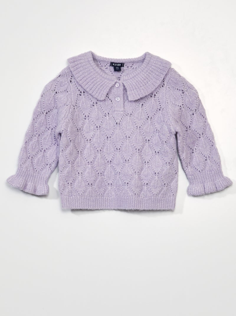 Pull en maille ajourée Rose - Kiabi