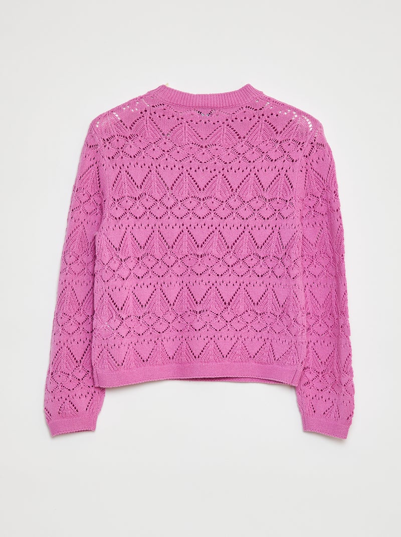Pull en maille ajourée Rose - Kiabi