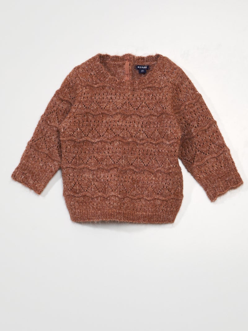Pull en maille ajourée Rose foncé - Kiabi