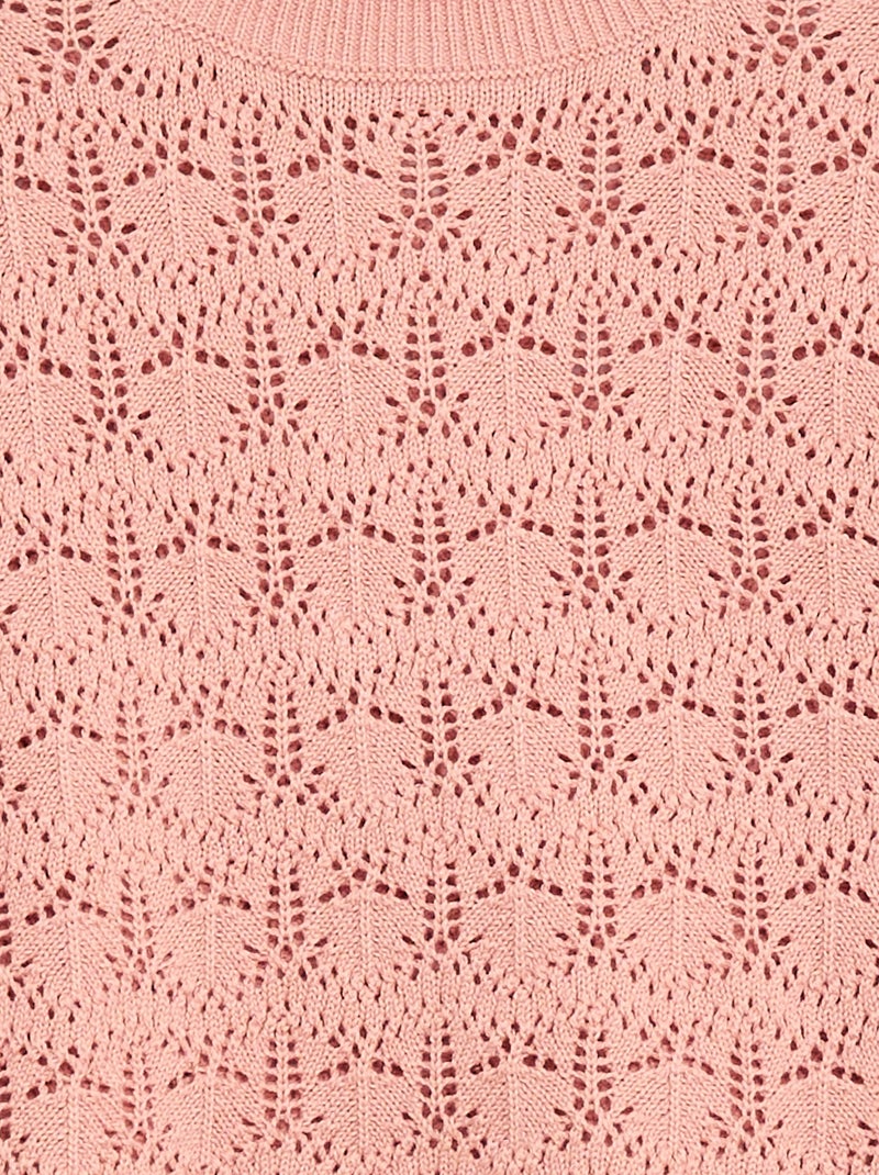Pull en maille ajourée Rose - Kiabi