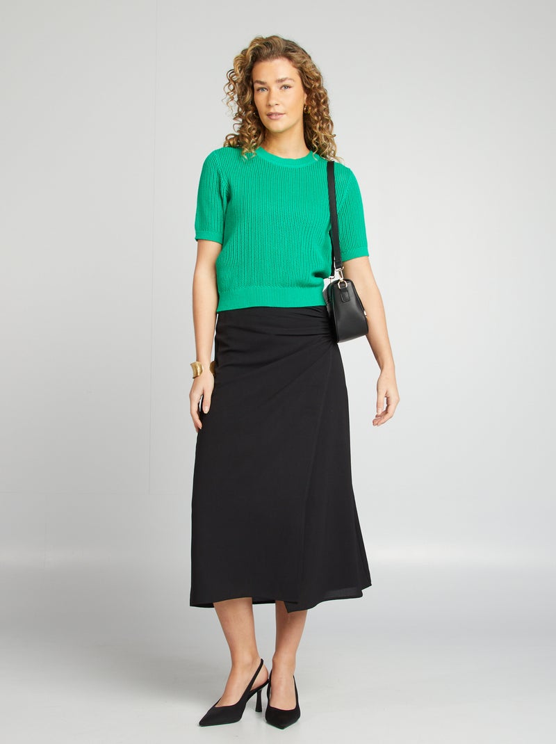 Pull en maille ajourée Vert - Kiabi