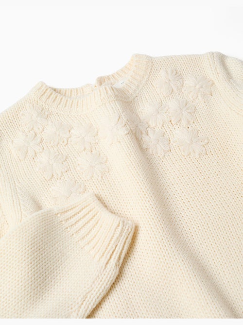 Pull en maille avec broderie florale - Kiabi Pull en maille avec broderie florale - Kiabi