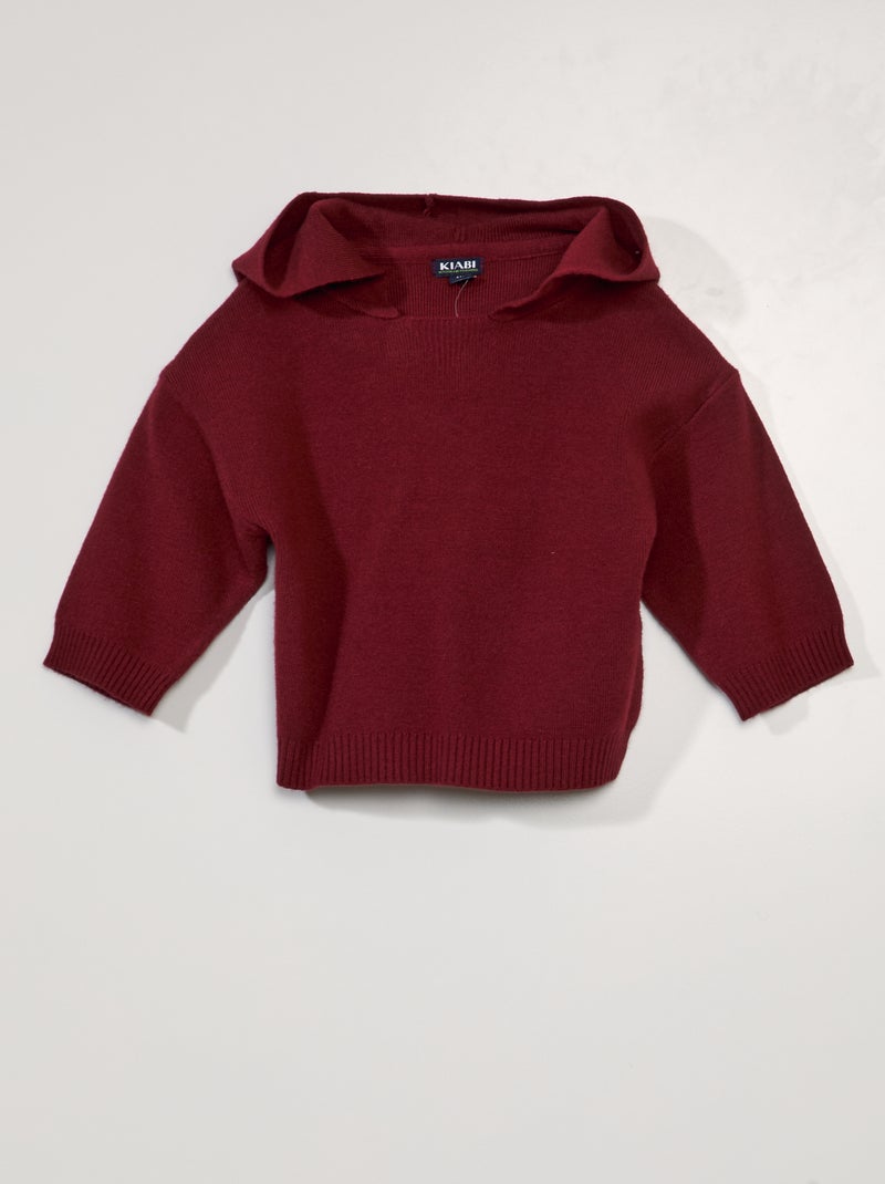 Pull en maille avec capuche Rouge - Kiabi