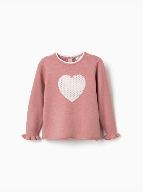 Pull en maille avec cœur jacquard - Kiabi