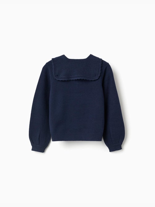 Pull en maille avec col à festons - Kiabi