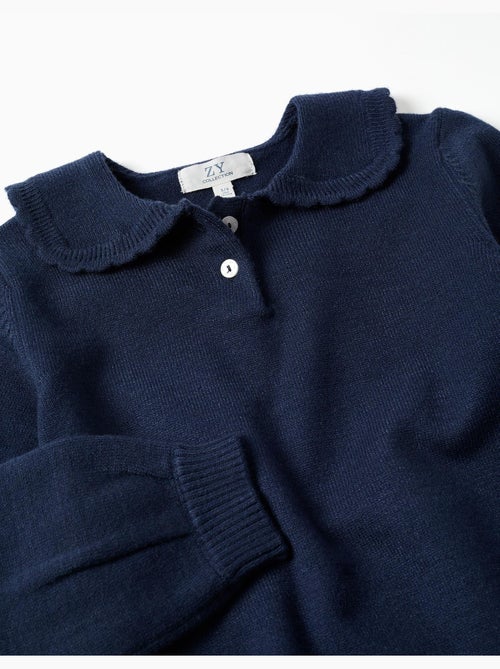 Pull en maille avec col à festons - Kiabi