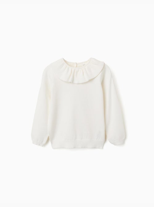 Pull en maille avec col à volants - Kiabi