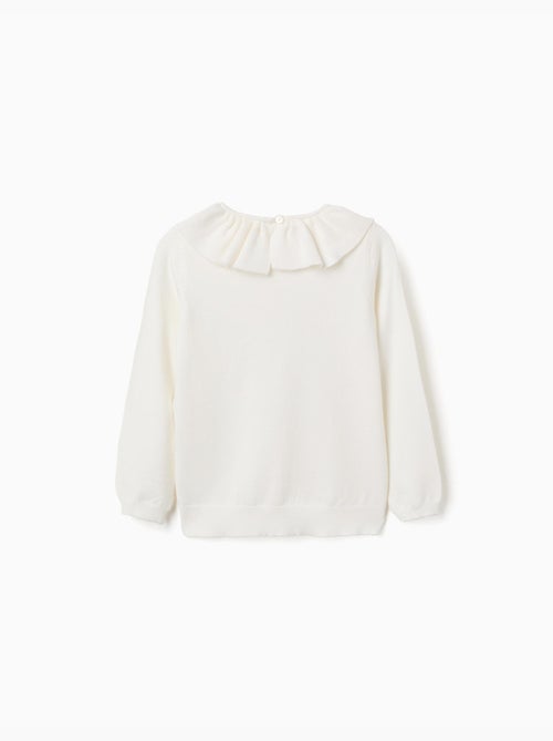 Pull en maille avec col à volants - Kiabi