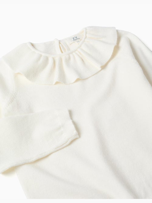 Pull en maille avec col à volants - Kiabi