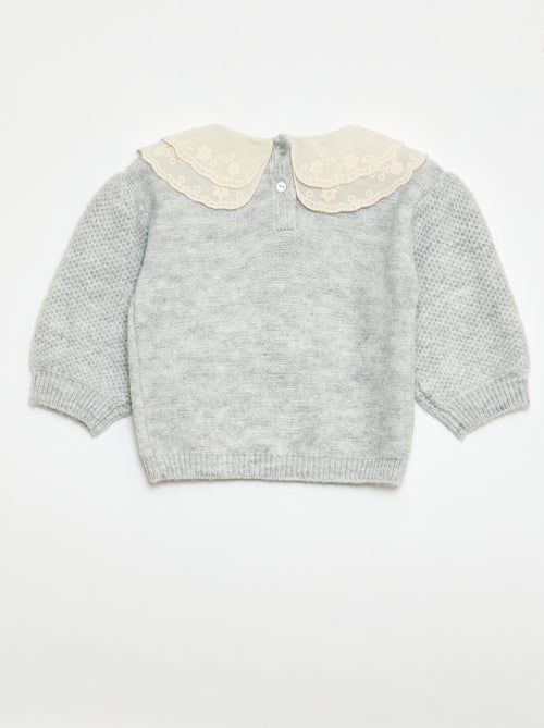Pull en maille avec col claudine brodé - Kiabi Pull en maille avec col claudine brodé - Kiabi